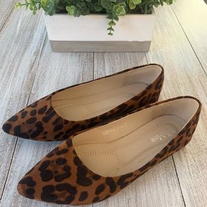 Women’s leopard suede flats.